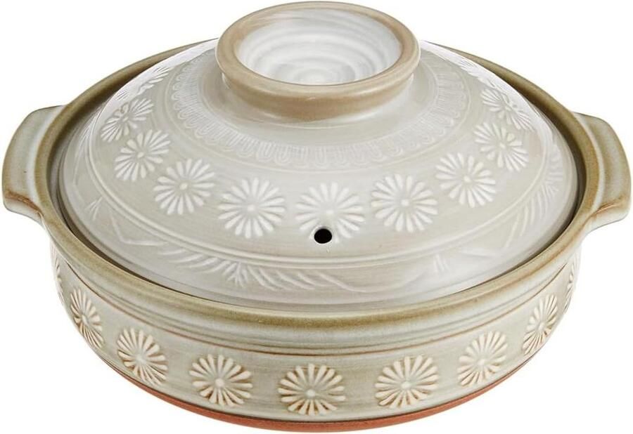 Japanse Hot Pot Keramische Soeppan Authentiek Koken Warmtebehoud 2.2 Liter Grijs