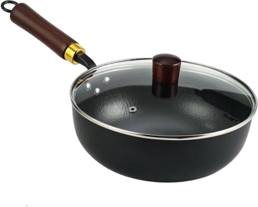 Japanse ijzeren wok Antiaanbakpan roerbak Thuis koken Handgesmeed dik ontwerp 40 x 20 cm