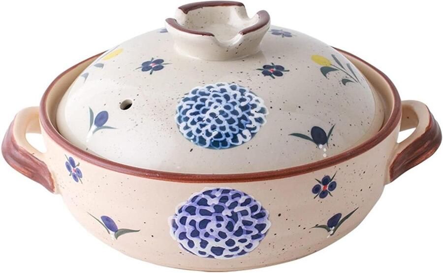 Japanse Kleipot Hete Pot Donabe Braadpan Keramiek Koken en Serveren Hoge Temperatuurbestendig 2.5 Liter Aardkleuren