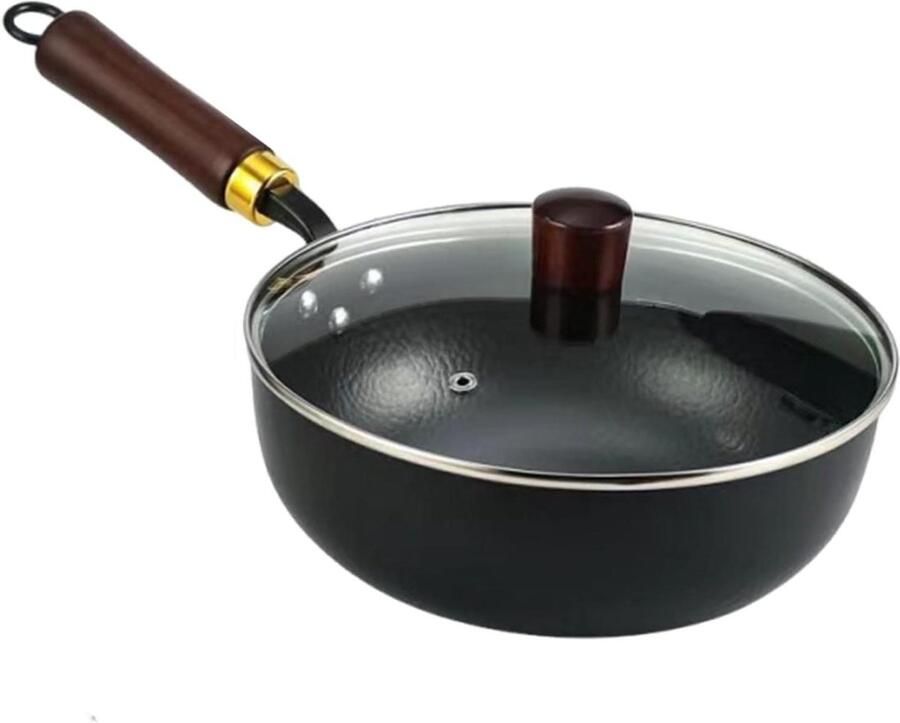 Japanse Koekenpan Gietijzeren Wok Professioneel Koken Handgesmeed Vakmanschap 40 x 20 cm Zwart