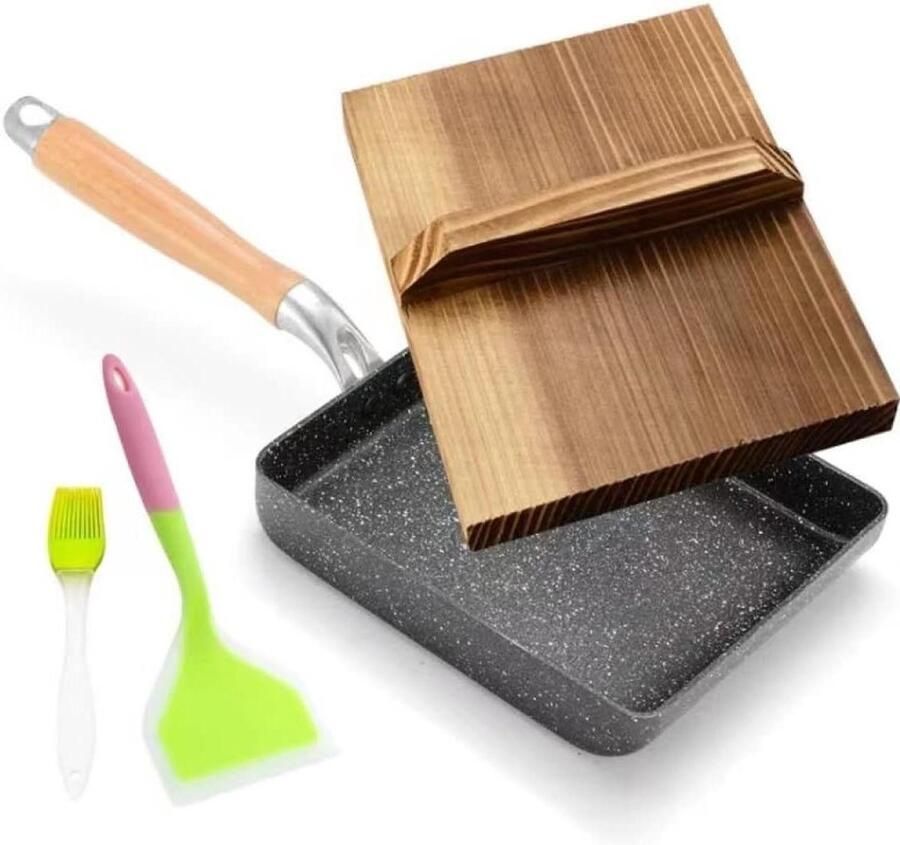 Japanse koekenpan Omeletpan Ontbijt Bereiden Schuine zijden ontwerp 15.5 x 18.5 cm Roze