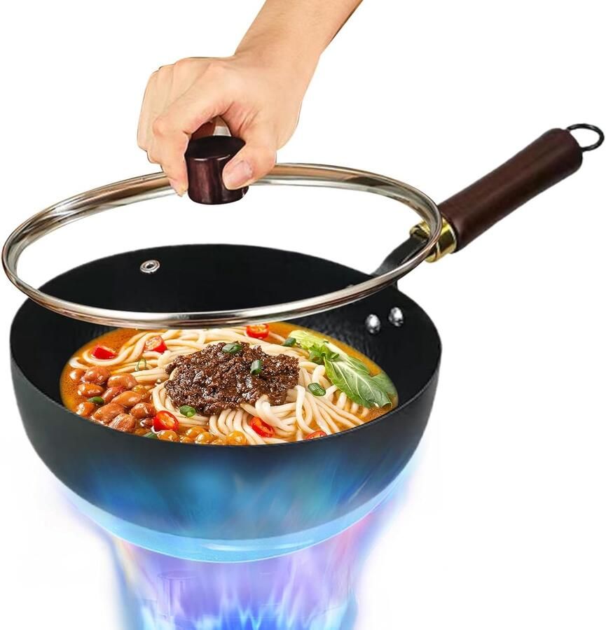 Japanse Kookpan Frituurpan Koekenpan Authentiek Koken Handgesmede Structuur 40x20x10 cm Zwart