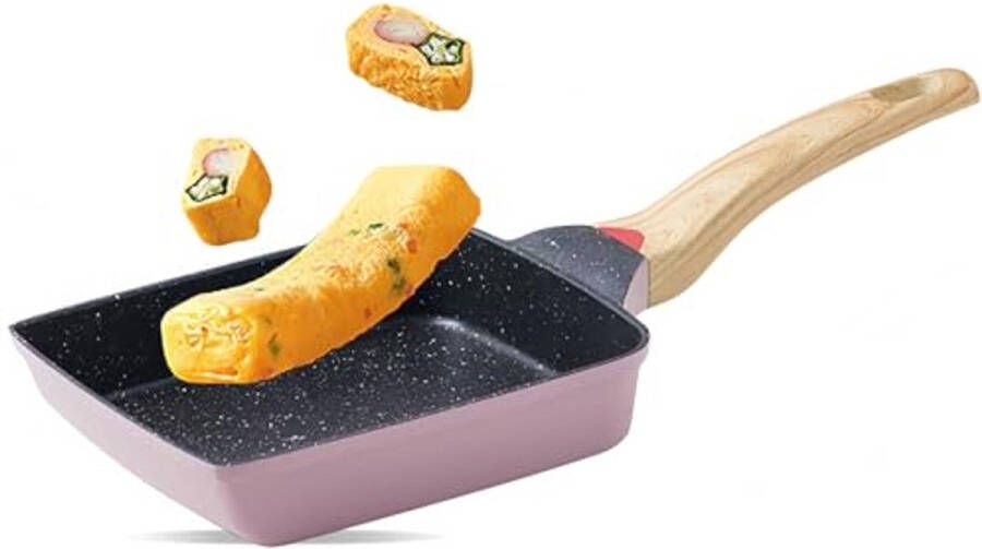 Japanse Omelet Pan met Antiaanbaklaag Mini Koekenpan voor Tamagoyaki Roze 18 7 x 14 8 x 3 8 cm