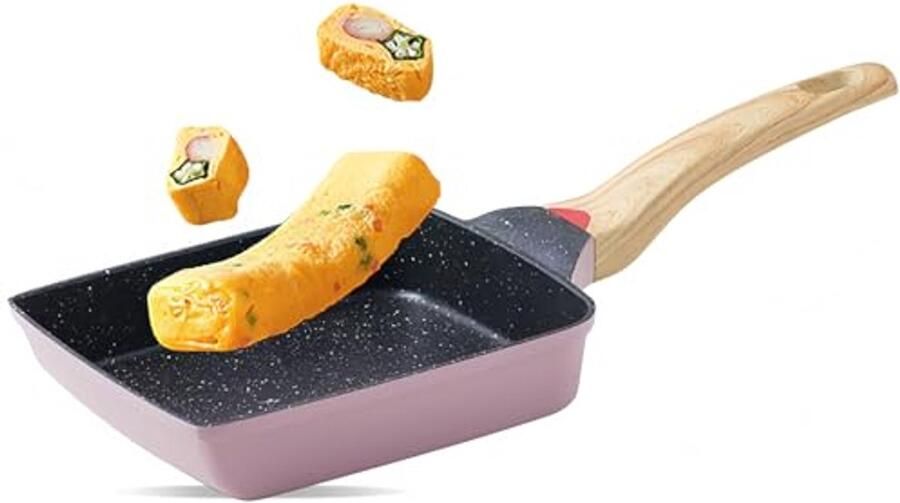Japanse Omelet Pan met Antiaanbaklaag Mini Koekenpan voor Tamagoyaki Roze 18 7 x 14 8 x 3 8 cm