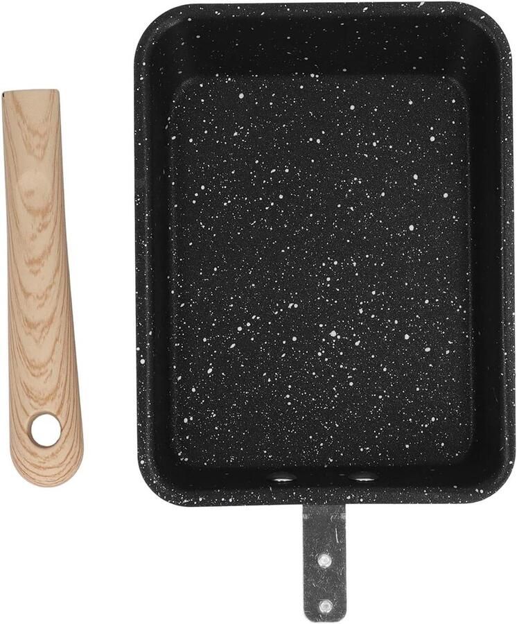 Japanse Omeletpan Koekenpan Ijzer Ontbijt Maken Antiaanbaklaag 14.0x5.7 inch Zwart