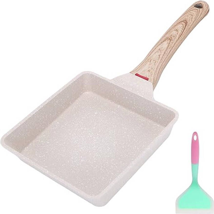 Japanse omeletpan met siliconen spatel anti-aanbak rechthoekige koekenpan