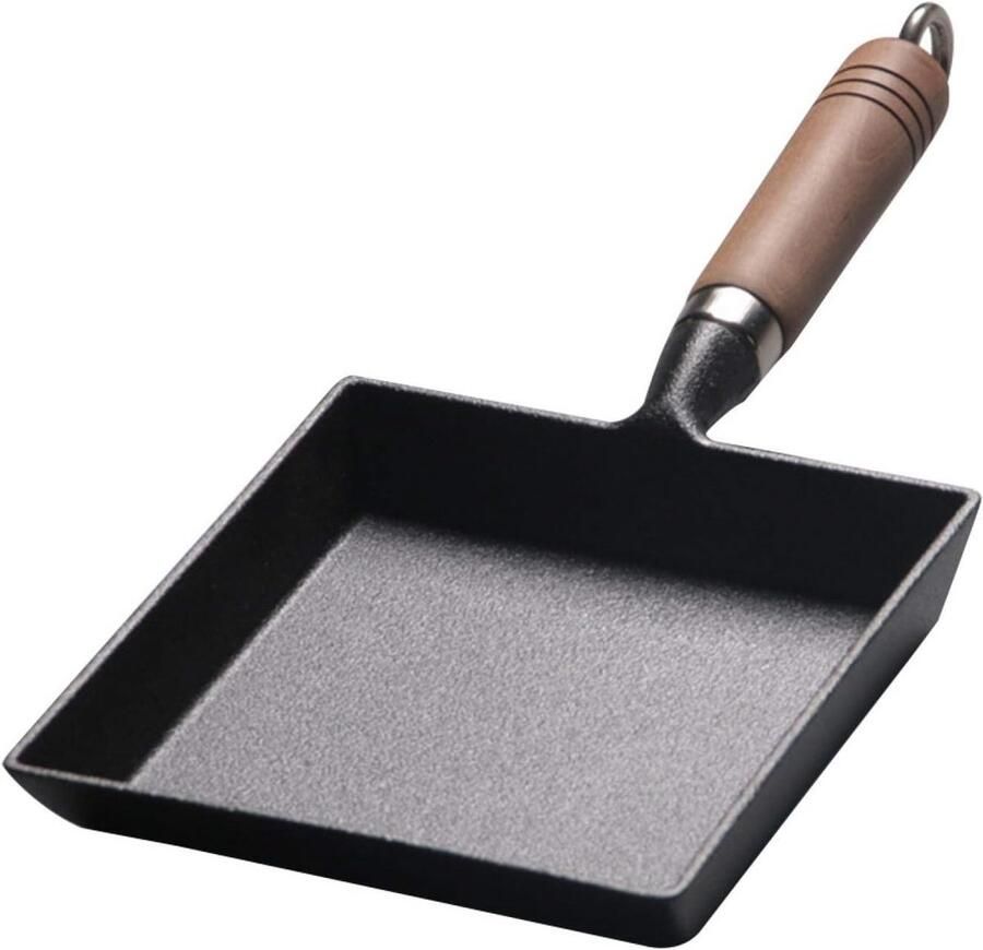 Japanse Omeletpan Mini Koekenpan Ontbijt Maken Antiaanbaklaag 15.5x18.5cm Zwart