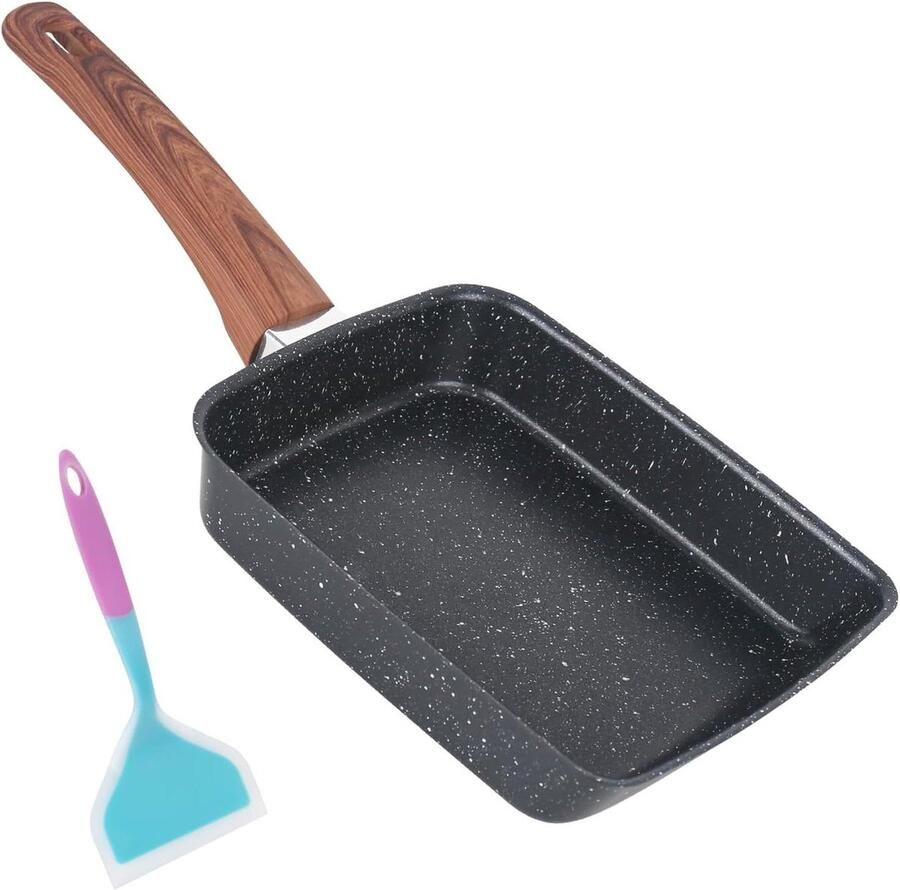 Japanse omeletpan Tamagoyaki pan Ontbijt maken Antiaanbaklaag 19x15 cm Zwart
