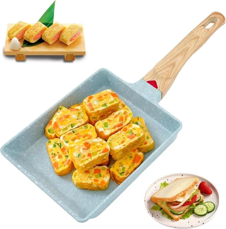 Japanse Omeletpan Tamagoyaki Pan Ontbijt Maken Antiaanbaklaag Rechthoekig Zilver