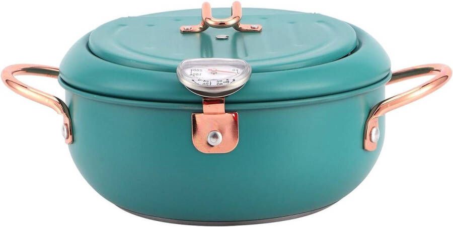 Temperatuurregelbare Japanse Stijl Tempura Frituurpan Roestvrij Staal Met Thermometer Koekenpan Inductie Universeel Clamshell-deksel Afdruiprek Keuken Ute