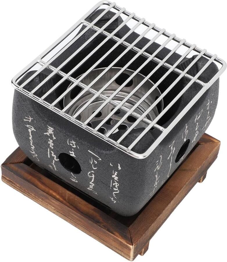 Japanse Stijl Grill Houtskool Barbecue Familiebijeenkomsten Buiten Snelle Warmte Verdeling 19.5x18cm Zwart