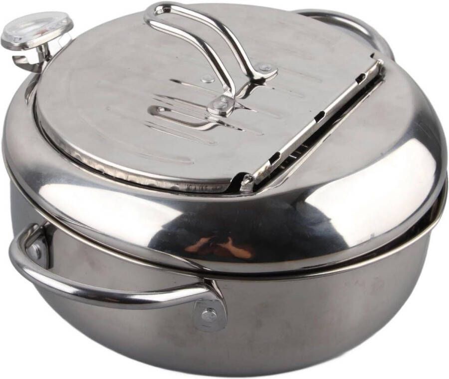 Senza Marchio Frituurpan Tempura Roestvrijstalen Frituurpan Thermometer Inductiekookplaat Compatibel Frituren en Koken Klein formaat 20cm