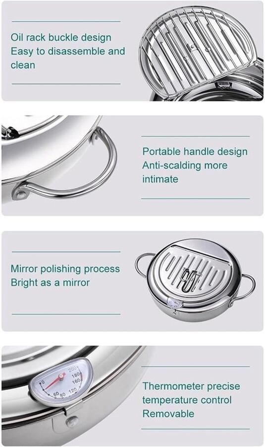 Japanse stijl Tempura frituurpan Makkelijk schoon te maken Mini 28 cm Perfect voor Franse frietjes