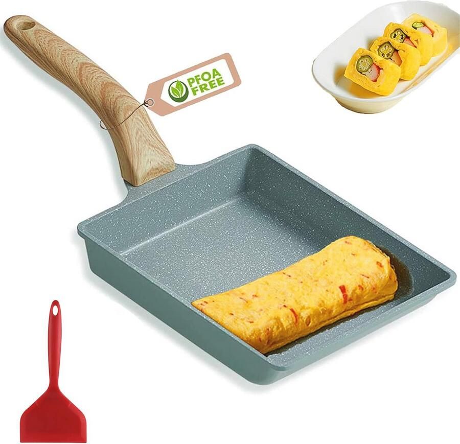 Japanse Tamagoyaki Omelettepan 20x15 cm Anti-aanbak met Spatel en Penseel