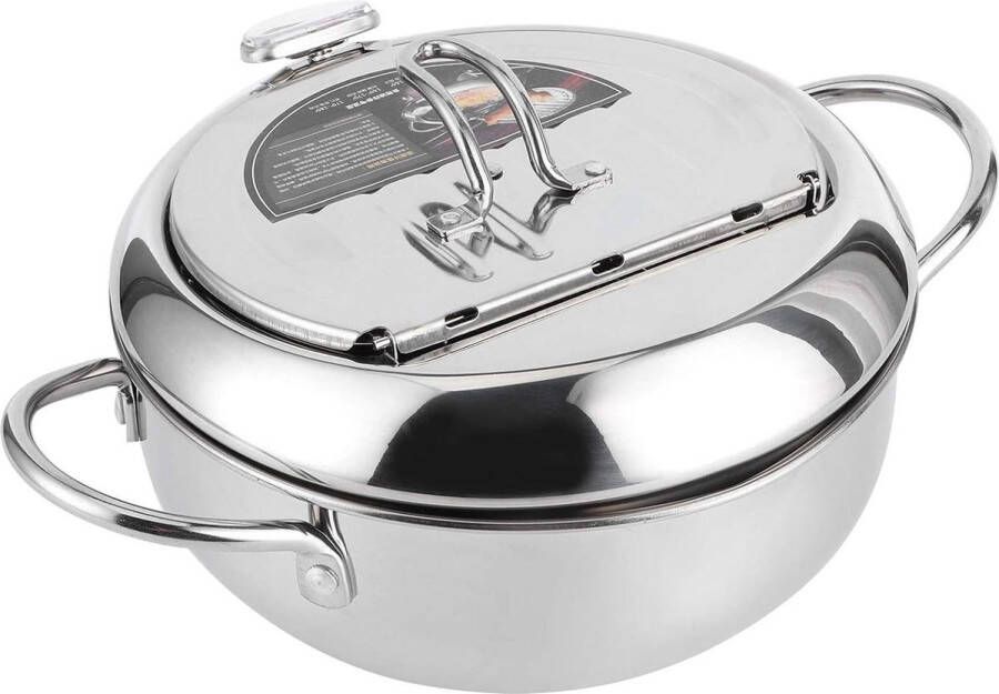 Japanse Tempura Friteuse Frituurpan met Deksel en Oliefilter Keukengereedschap L 24 cm Small 20cm