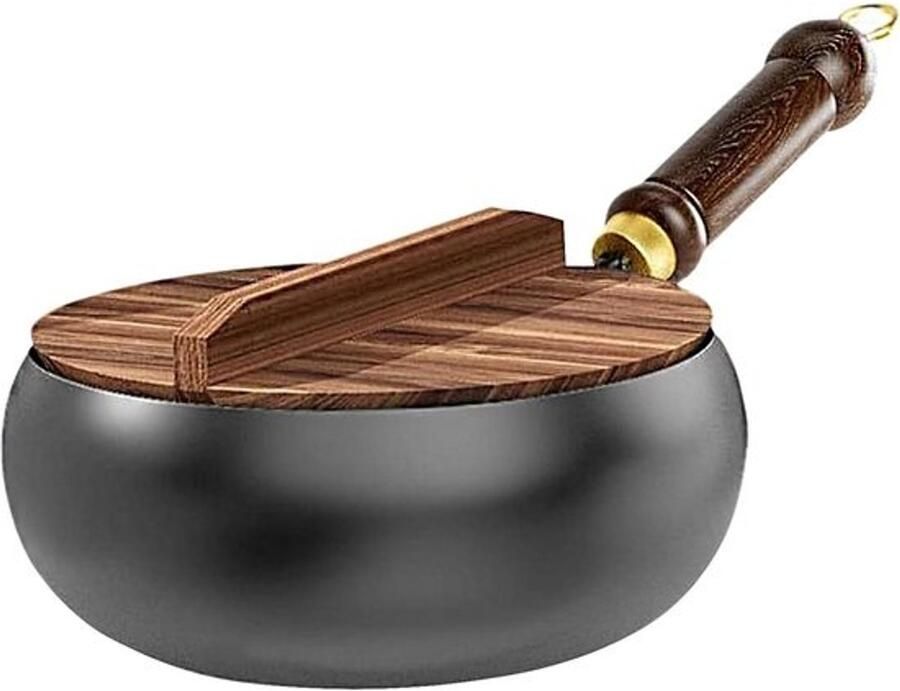 Japanse Wok Gietijzeren Pan Roerbakken en Koken Ongecoat Natuurlijk 26 cm Zwart