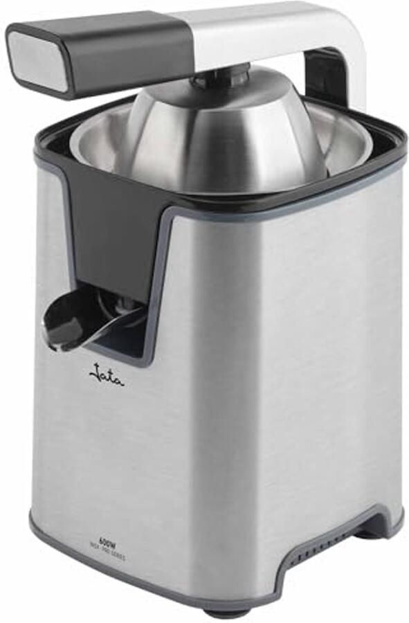 JATA JEEX1155 Elektrische sinaasappelpers 600 W met arm dubbele conus voor alle soorten fruit demonteerbaar eenvoudige reiniging stil behuizing van roestvrij staal