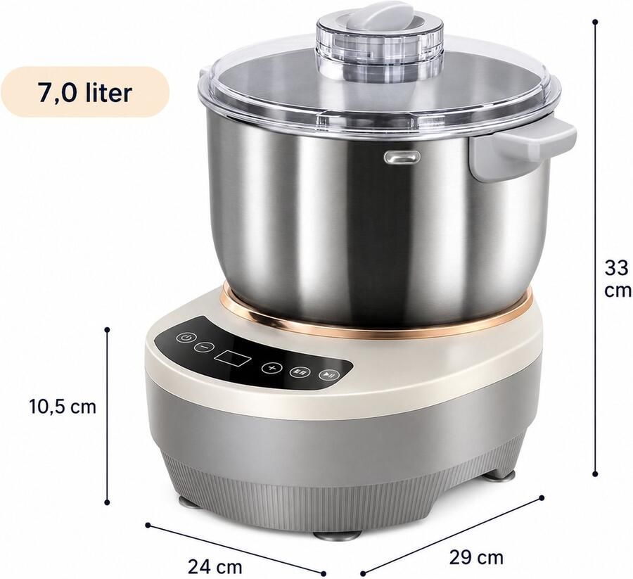 Jensaro Deegkneedmachine 7L Elektrische Deegmixer Met Fermentatie Rijsfunctie RVS Mengkom Voor Brood Pizza Of Koekjes