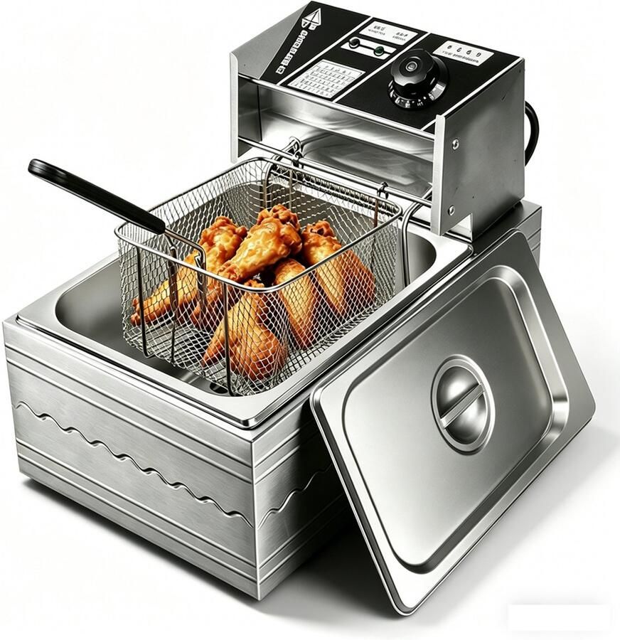 Jensaro Elektrische Friteuse 6L Professionele Frituurpan 2500W RVS Friteuse Met Temperatuurregeling En Mand 50°C 200°C