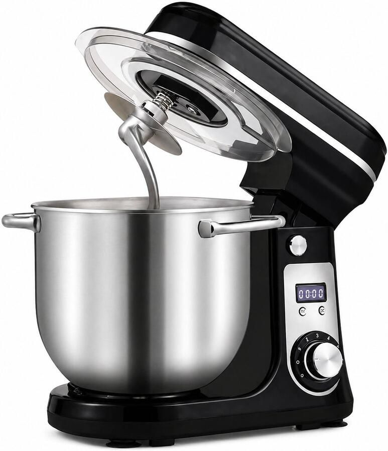 Jensaro Keukenmachine 1200W Krachtige Stand Mixer 6L Deegmixer 6 Snelheden + Pulse Stil Groot Vermogen RVS Kom