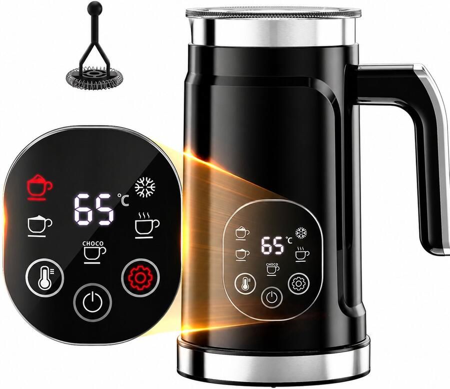 Jensaro Melkopschuimer 5-in-1 met LED Display – Warm & Koud Schuim – Elektrisch – Cappuccino Latte – 300ml – Automatisch