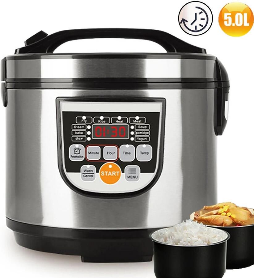 Jensaro Rijstkoker 5L Digitaal – Multicooker 700W – Elektrische Slowcooker & Stoomkoker – LCD – Warmhoudfunctie - Foto 2