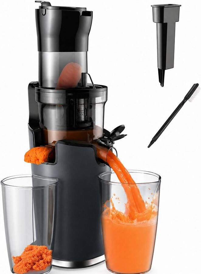 Jensaro Slowjuicer 200W – Koude Pers Sapcentrifuge met 78 mm Vulopening – Voor Hele Groenten & Fruit – Stil & BPA Vrij Design