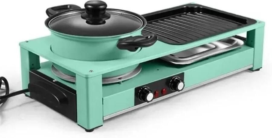 Jently 3 in 1 elektrische grill rookloze bbq kookplaat elektrisch antiaanbakpan 220V groen
