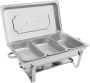 Warmhoudcontainer 3 vakken Bain Marie Buffetwarmer Buffetten Warm Houden Energiebesparend zonder stroom 9 liter totaal Zilver - Thumbnail 2