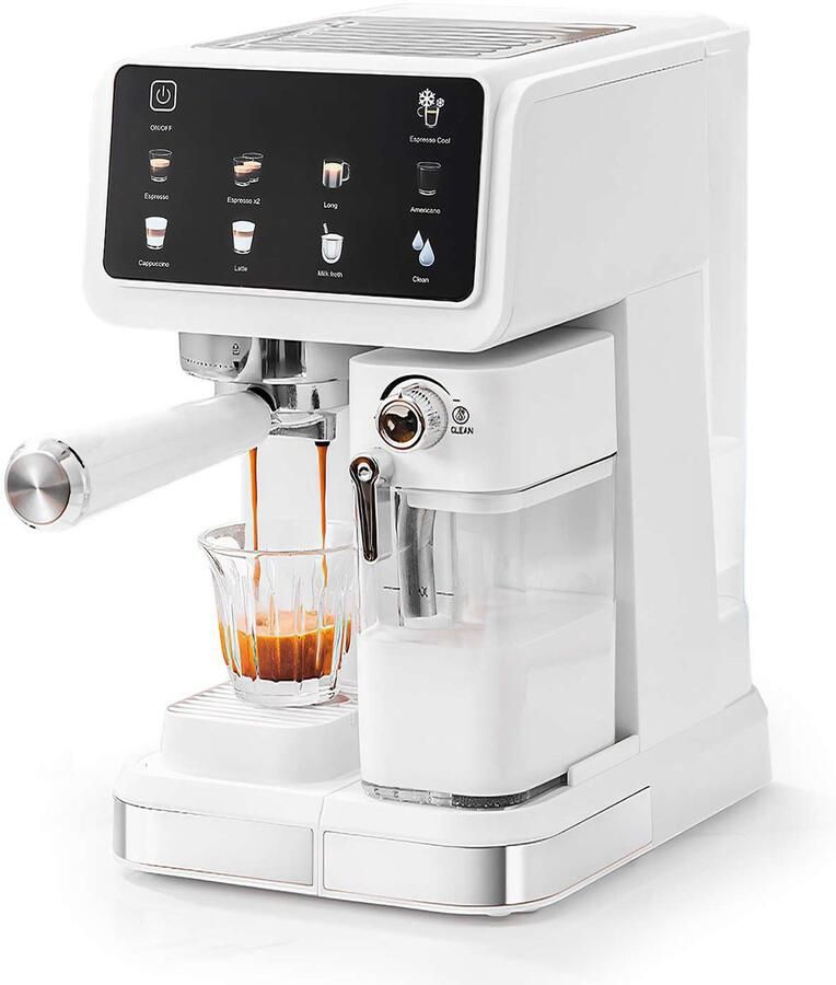Jently espressomachine koffiemachine automatische melkopschuimer latte cappuccino heet water wit