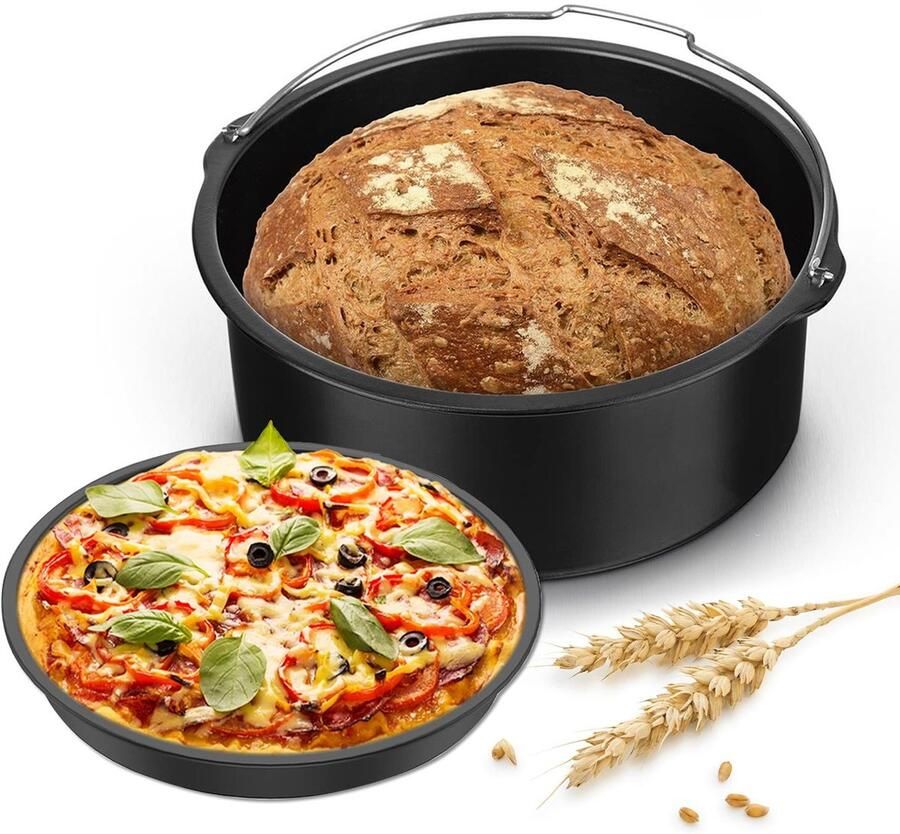 JHUBERS- Heteluchtfriteuse Accessoires Rond Taartvat Pizzapan Bakvormen Cakevorm Anti-aanbaklaag 18 cm Elegant Ontwerp Bakvorm