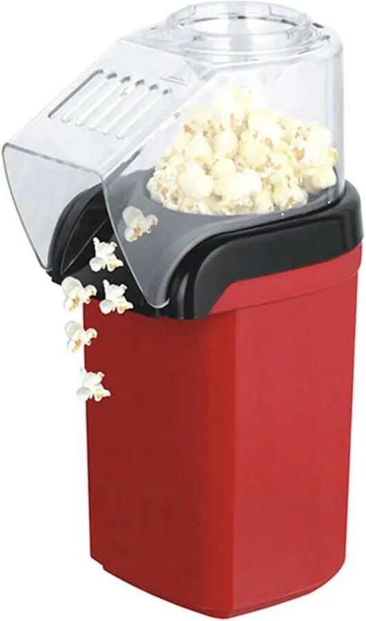 Joorly Elektrische Popcornmachine 1200W – Hete Lucht Popcornmaker Compact – Popcorn Maker Zonder Olie – Klaar in 2-3 Minuten – Oververhittingsbeveiliging – Rood
