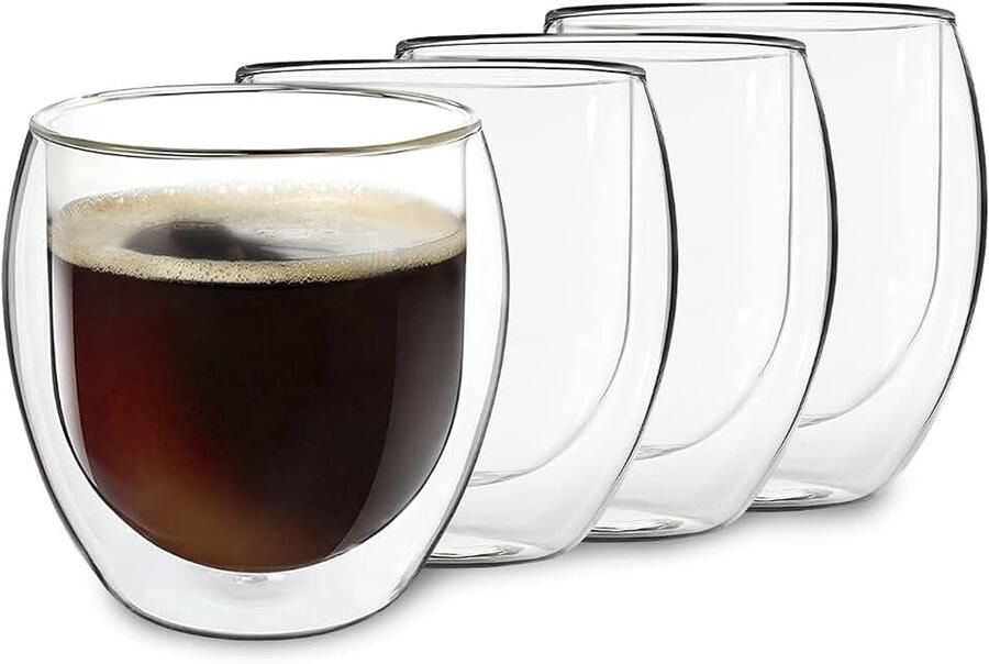 Jumbo Latte Macchiato glazenset 4 x 310 ml dubbelwandige glazen latte macchiato dubbelwandige koffieglazen theeglazen cappuccinoglazen ijskoffieglazen thermoglazen dubbelwandige