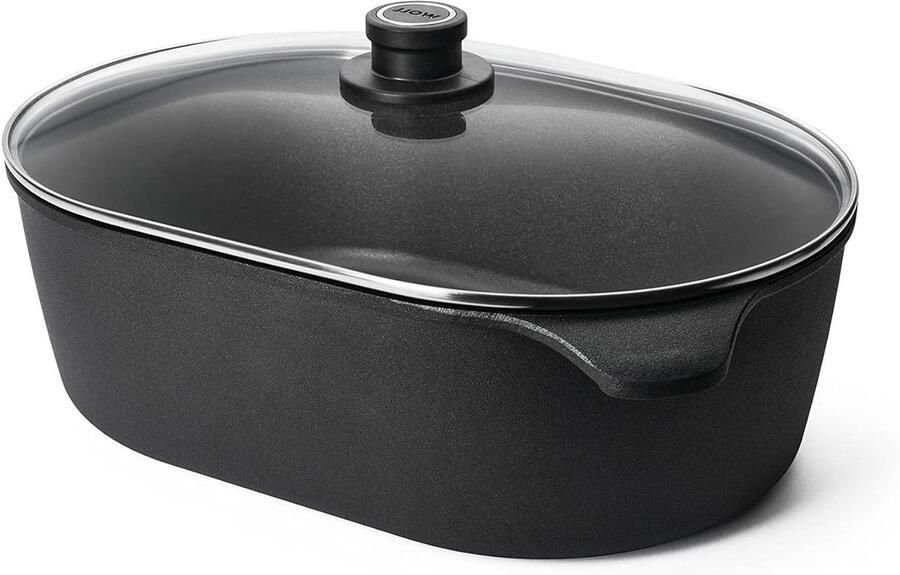 Jumbobrander met deksel Grote pan Braadpan Koken en braden Titanium harde coating 40x27 cm Zwart