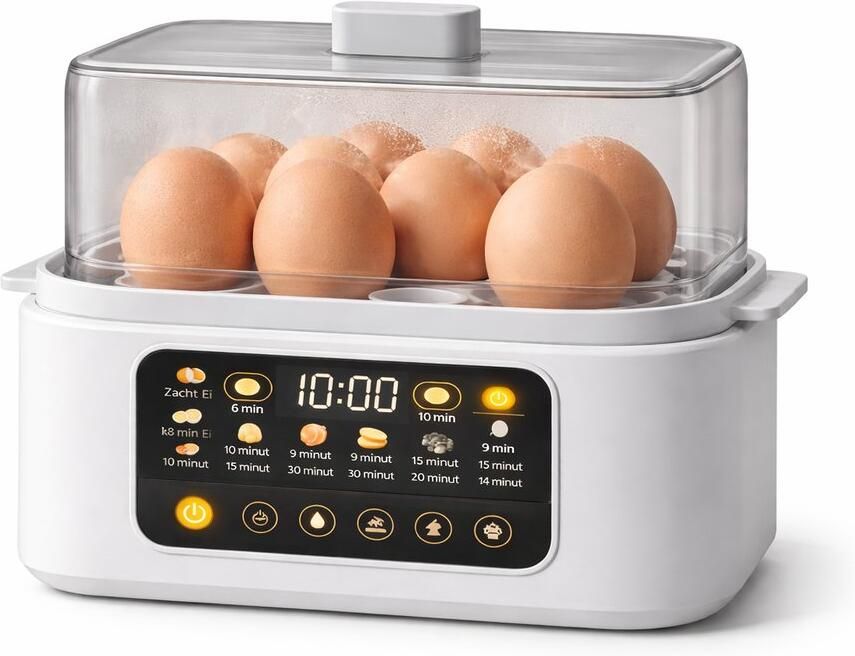 Jurrys Eierkoker 6 Eieren – Automatische Uitschakeling – Compact 220V – Zacht Medium & Hard Gekookt – Inclusief Maatbeker