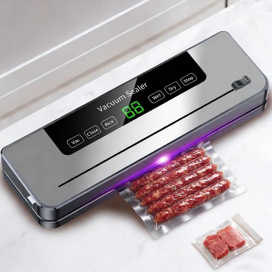 Jurrys Vacuümmachine 65Kpa 120W Voedselverpakker Keukenmachine Inc 10 plastic zakjes Sealer 35.6x11x5.5cm