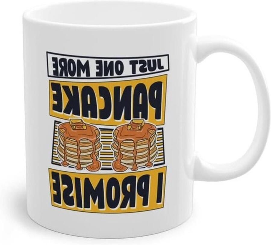 Just One More Pancake I Promise recepten liefhebbers koffiemok Griddlecake pannenkoeken maker mok wit (06500B)