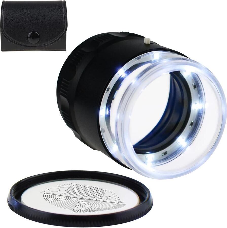 Juweliers Oogloep Triplet Lens Vergrootglas Opvouwbare Vergrootglas met UV-licht voor Edelstenen Sieraden Munten Postzegels etc (10x Sieraden Vergrootglas)