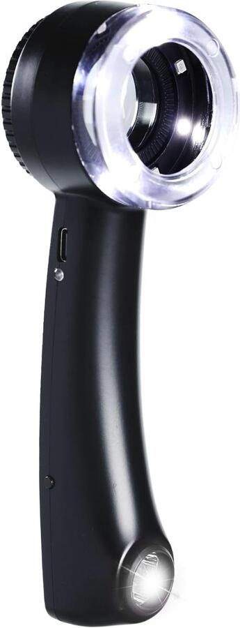 Juweliersloep met LED UV-licht USB-C oplaadbaar vergrootglas met K9 optisch glas driekleurige verlichting verwijderbare schaal professionele sieradenvergrootglas voor munten postzegels