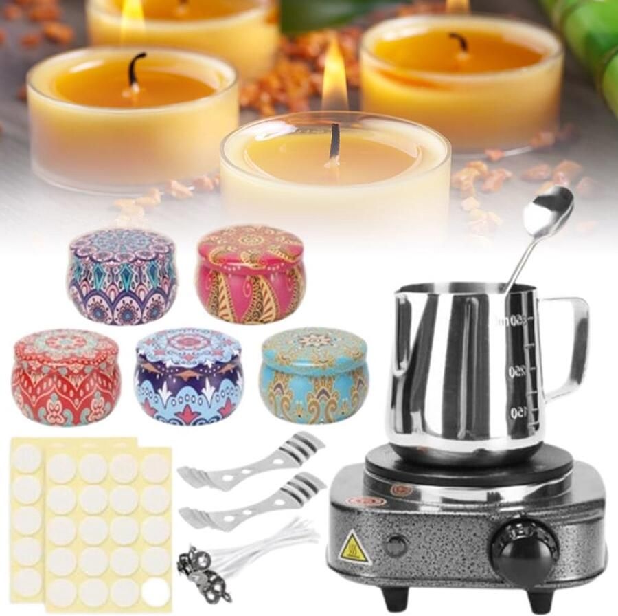 Kaars Wax Smeltpot Elektrische Wax Melter Kaarsen Maken Draagbaar Elektrisch Fornuis 350ml Beker Zilver