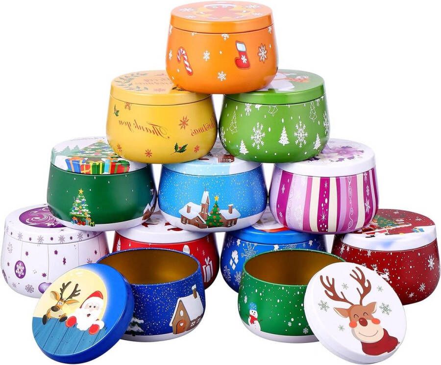 Kaarsenblikjes 12 stuks lege blikjes voor decoratieve kaarsen cadeauset voor yoga Kerstmis en verjaardag