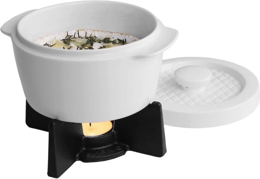 Kaas Baker Ovenschaal Fondue Gesmolten Kaas Inclusief Onderstel 150 mm Wit