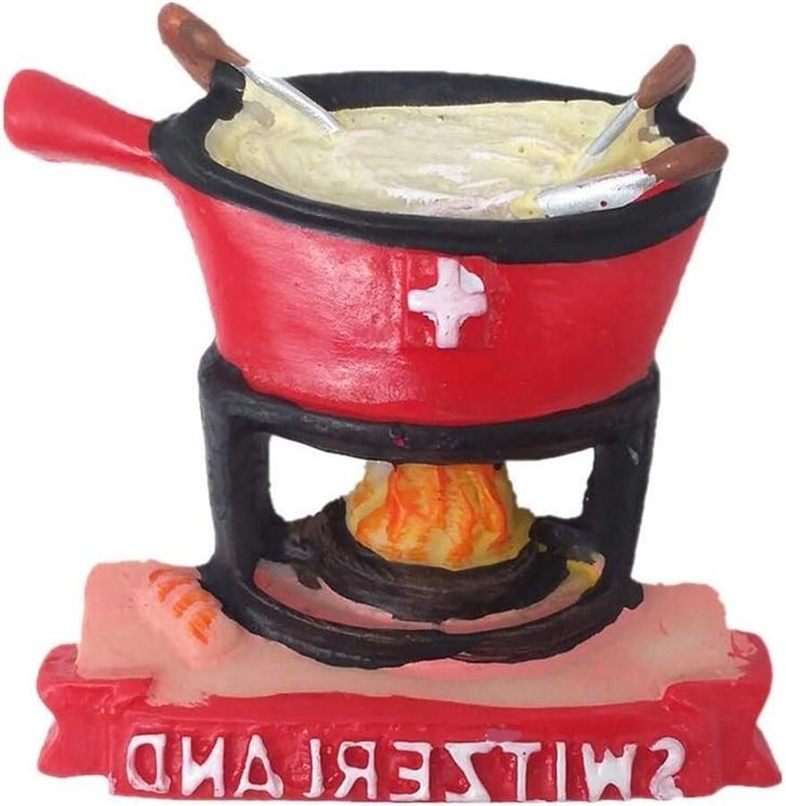 Kaas Fondue Magneet Zwitsers Souvenir Keuken Decoratie Handgemaakt Ontwerp 5x5.5 CM Geel