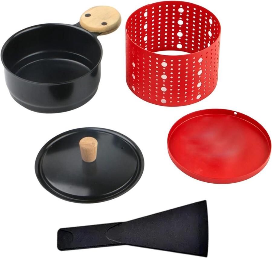 Kaas Grills Pan Smelt Tray Buiten Koken Houten Handvat 10 x 12.4 cm Zwart Rood