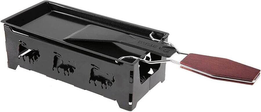 Kaas Raclette Grill Mini Smeltset Gezellig Eten Hittebestendig Handvat 19 cm Diep Zwart