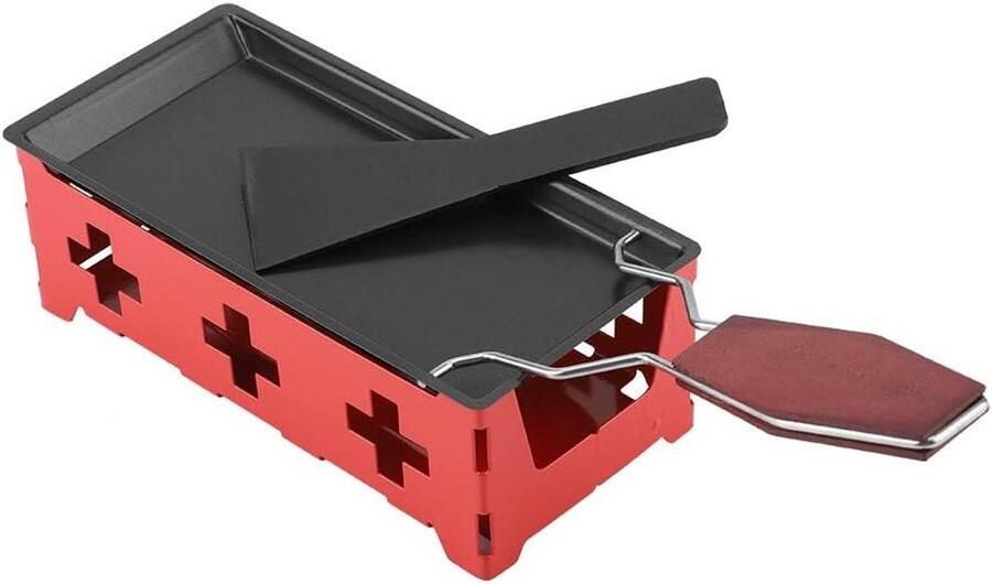 Kaas Raclette Kaas Smelter Kaas Smelten Draagbaar Met Kaars 19 x 9.5 cm Rood