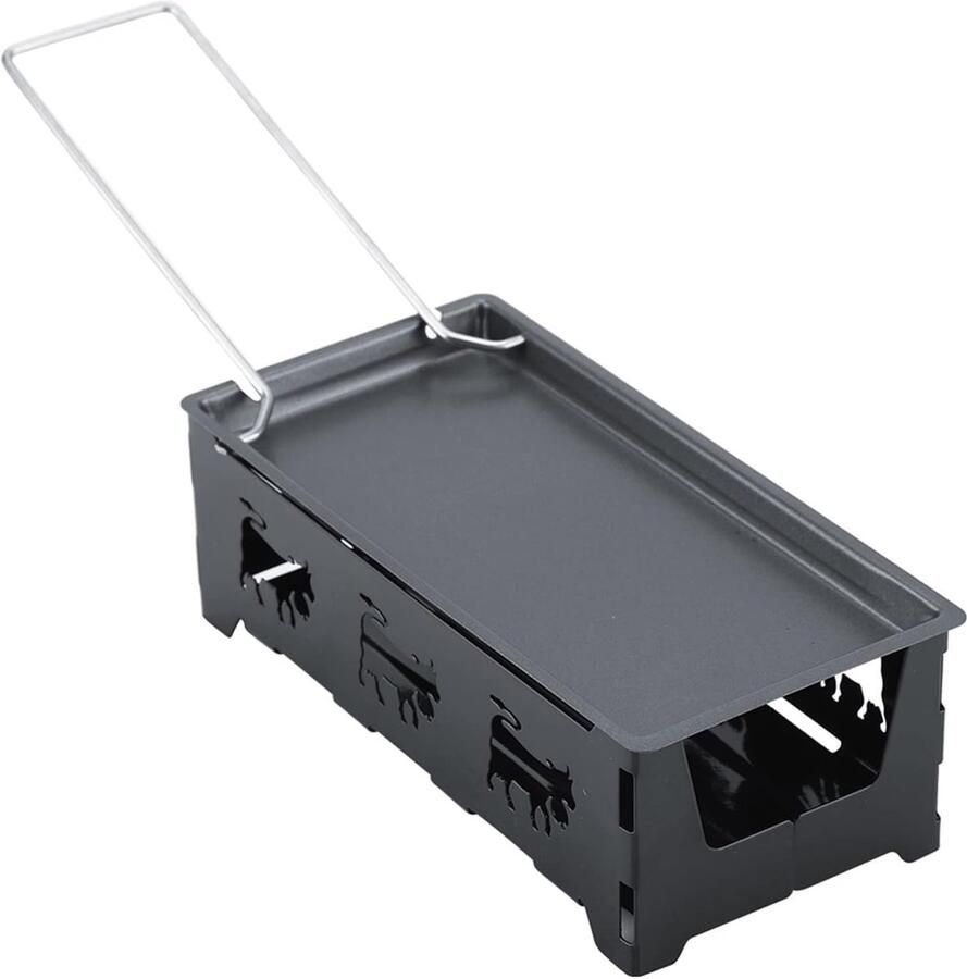 Mini Raclette Grill Kaas Smelter Gezellig Eten Antiaanbaklaag 20x10 cm Zwart