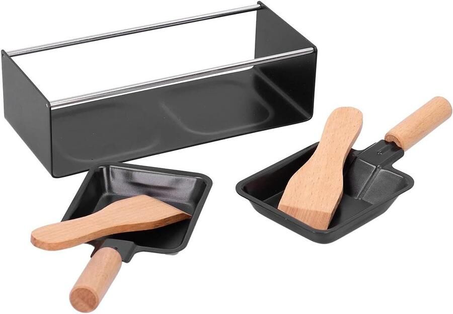 Kaas Smelter Set Mini Grill Pan Snacks Bereiden Snelle Opwarming 2 Pannen Zilver