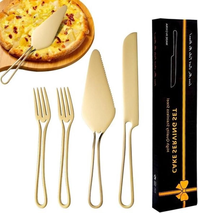 Kaas-snijderset Keukenmessenset Kaas feestelijk serveren Roestvrij staal 26.4 cm Goud