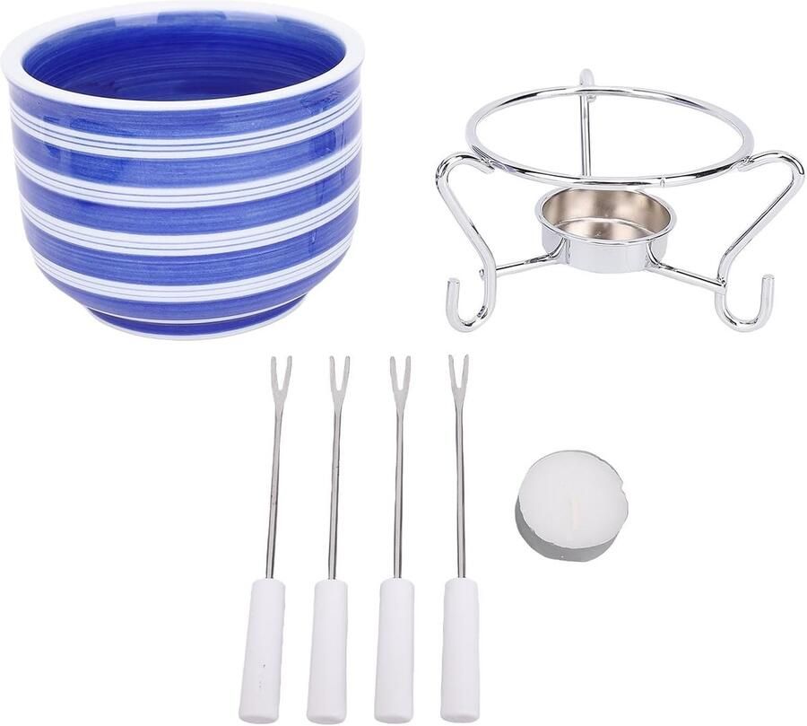 Kaasfondue Feestset Keramische Fondue Gezellige Avonden Handgedrukt Design 16x15x15cm